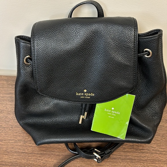 Kate Spade black leather drawstring backpack - Picture 7 of 9